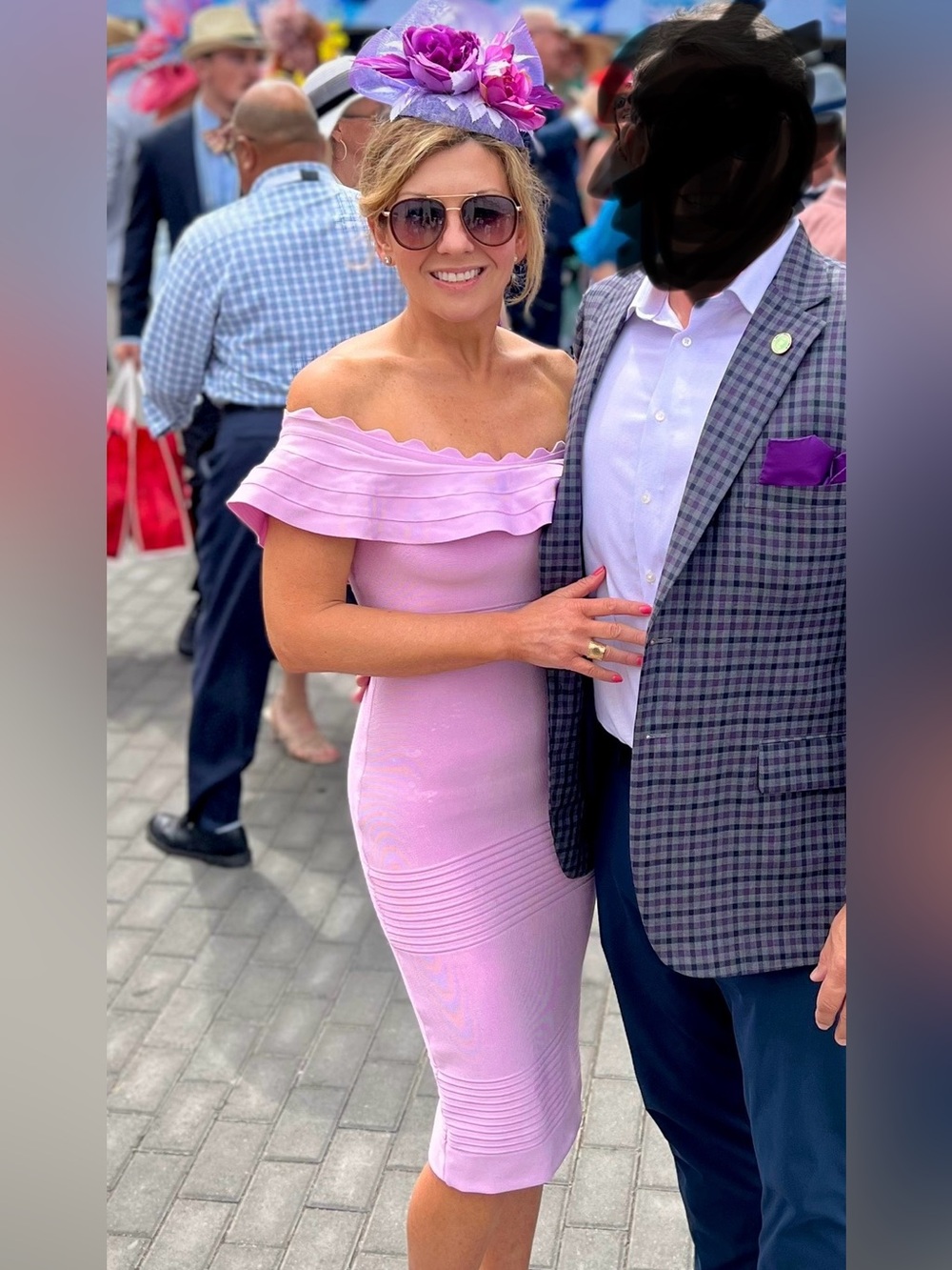 Off-Shoulder Lavender / Lilac Bodycon Midi Dress